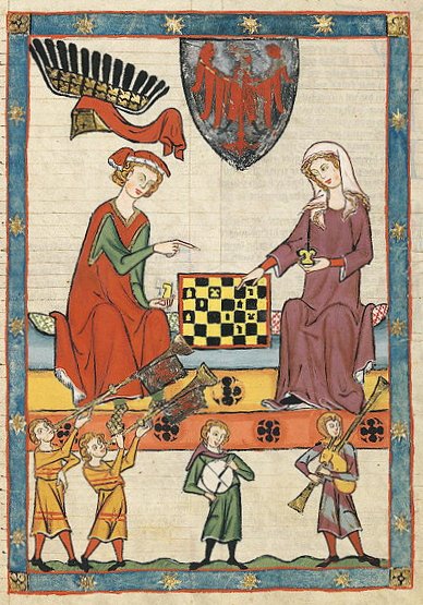 le Roi Otto IV de Brandenburg jouant aux échecs avec une femme